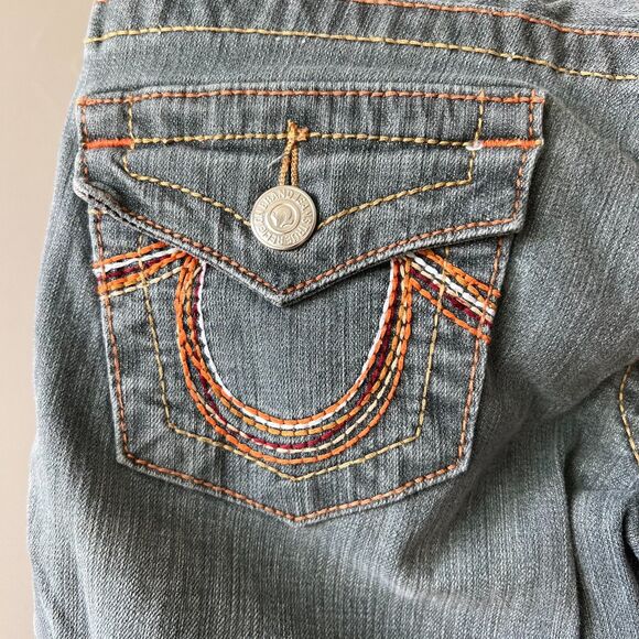 True Religion Jeans Womens 27 Gray Billy Row Seat Distressed Skinny USA Denim - Picture 9 of 16